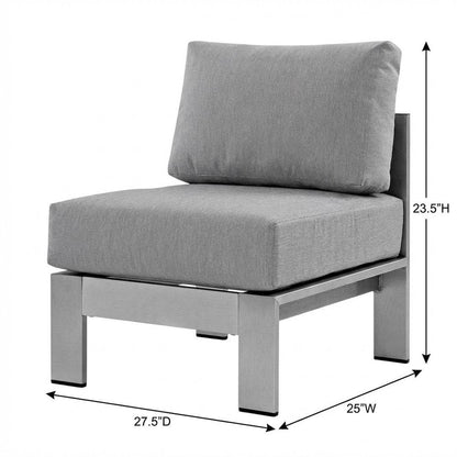Armless Outdoor Patio Aluminum Chair For Lounge And Relaxation