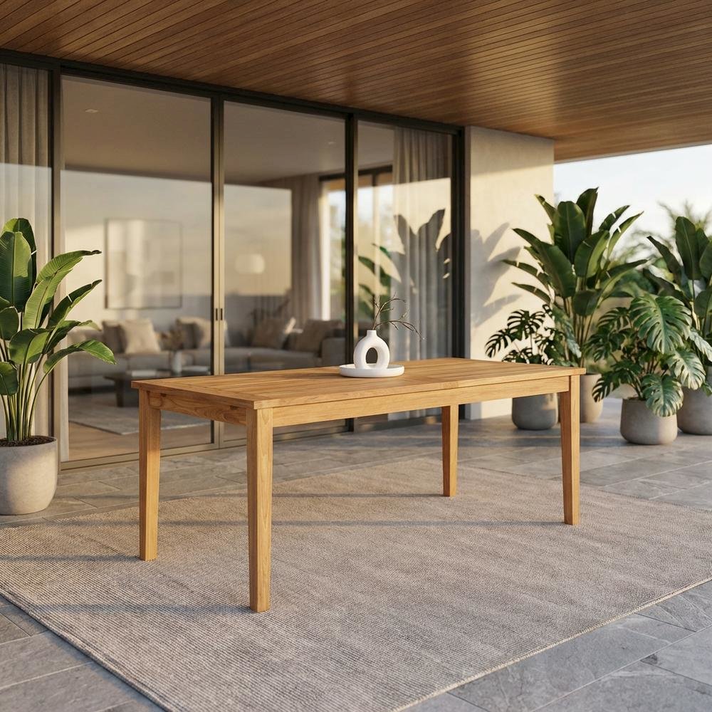 Extendable Outdoor Patio Teak Dining Table, Elegant Design, Durable Construction