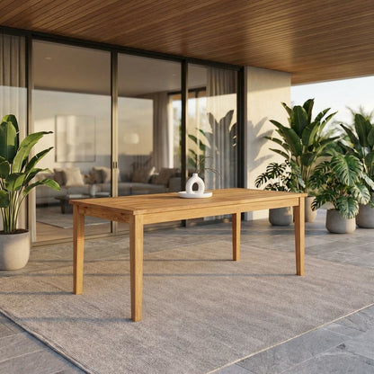 Extendable Outdoor Patio Teak Dining Table, Elegant Design, Durable Construction