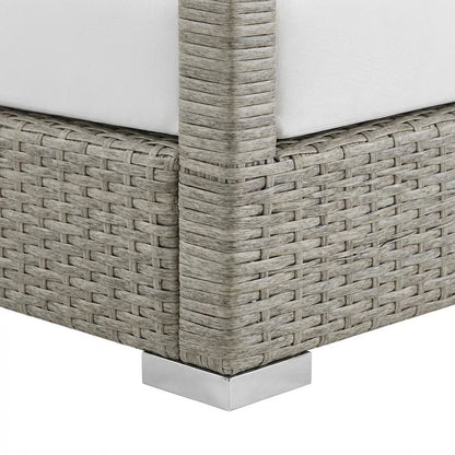 Outdoor Wicker Rattan Loveseat With Cushions And Armrests