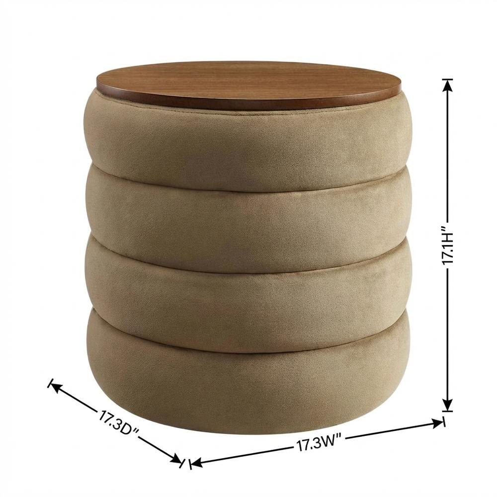 Performance Velvet Round Storage Ottoman, Sturdy Construction, Versatile Use