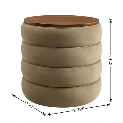 Performance Velvet Round Storage Ottoman, Sturdy Construction, Versatile Use