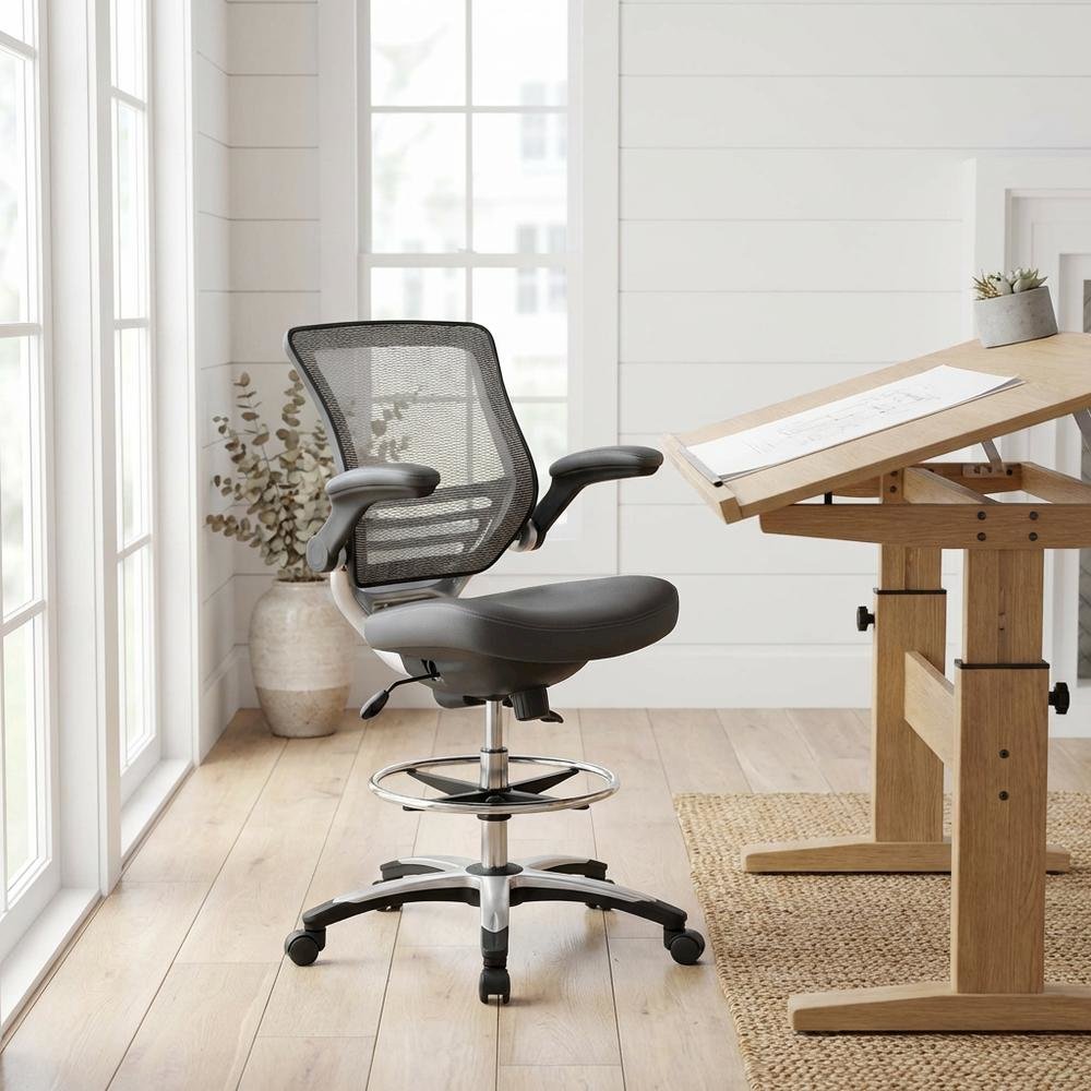 Plastic Task Drafting Chair with Armrests and Adjustable Height