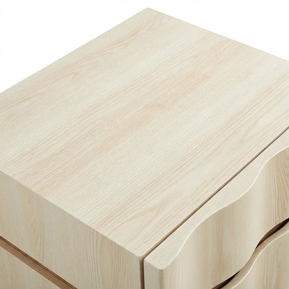 Black 2-Drawer Nightstand with Wooden Finish and Modern Design