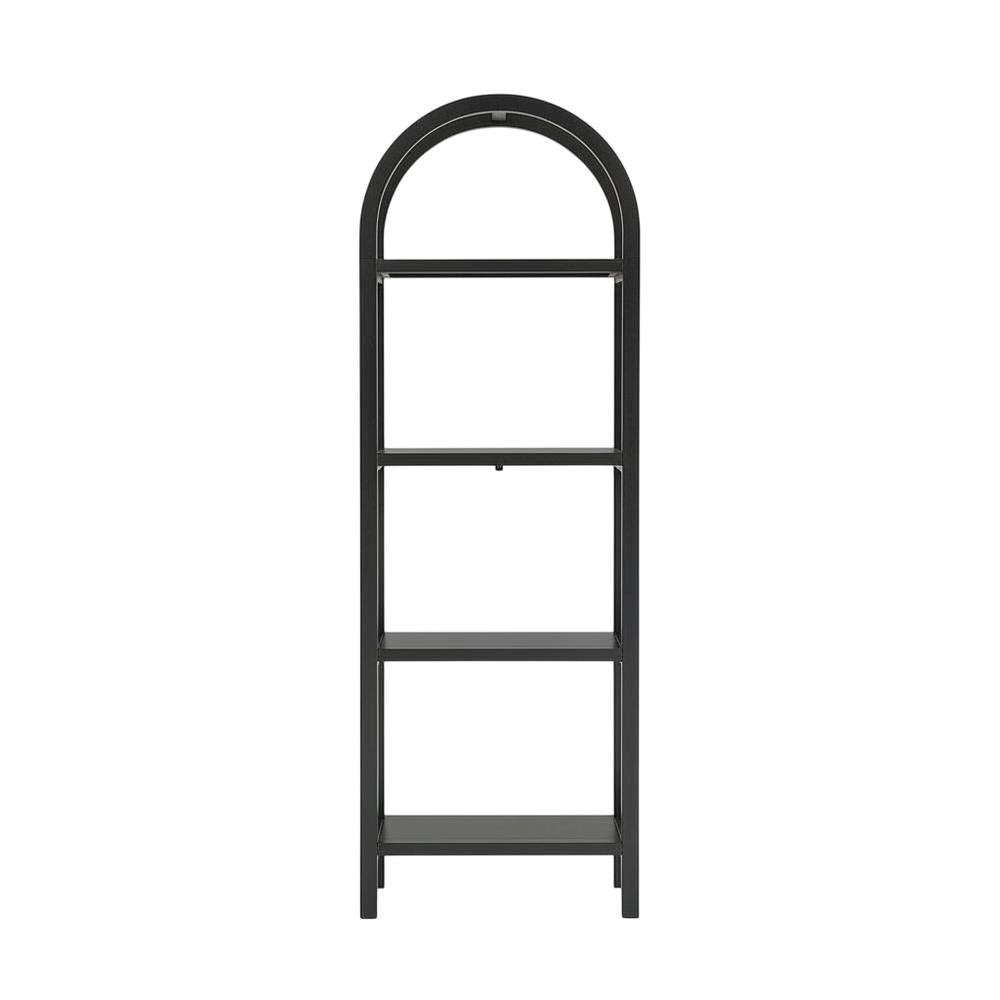 Black Narrow Arched Bookshelf, Elevated Shelves, Engineered Wood Construction