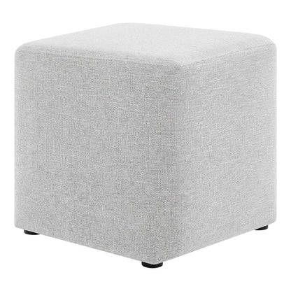 Square Woven Fabric Ottoman With Cushioned Top For Outdoor Seating