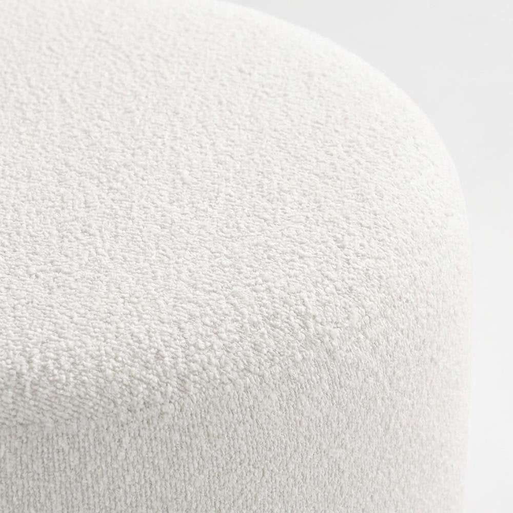 Round Boucle Upholstered Ottoman For Outdoor Lounge And Seating