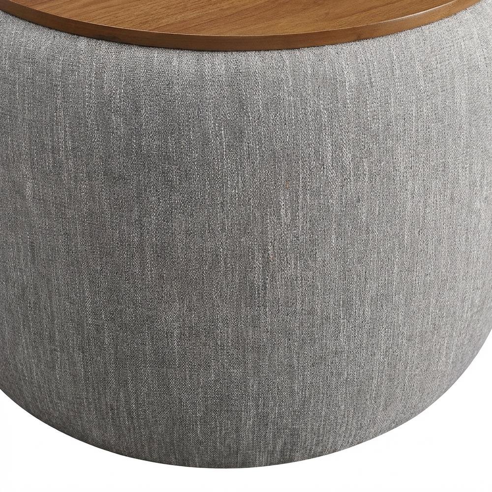 Woven Heathered Fabric Upholstered Storage Ottoman, Soft Cushion Seat, Durable
