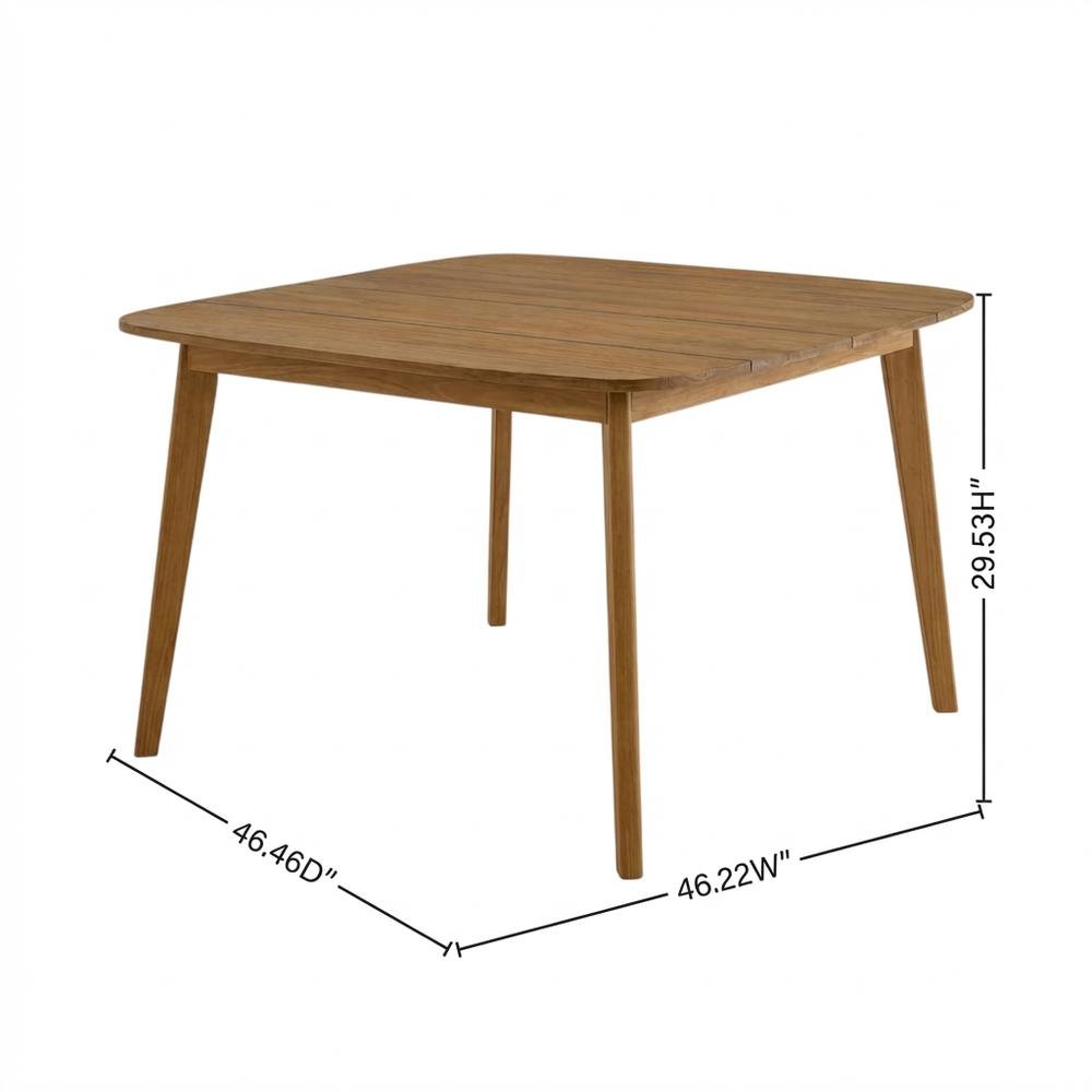Square Outdoor Dining Table In Teak Wood, Spacious, Weather-Resistant Design