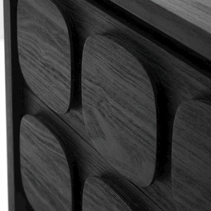 Black Wooden Nightstand with 2 Drawers and Modern Design