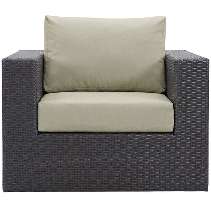 Outdoor Patio Armchair With Cushions And Armrests For Garden Lounge