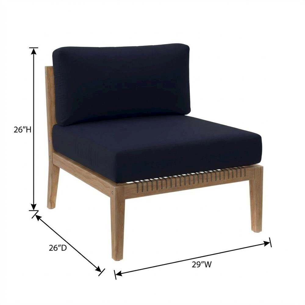 Teak Wood Outdoor Lounge Chair With Cushions And Armless Design