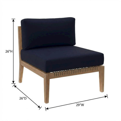 Teak Wood Outdoor Lounge Chair With Cushions And Armless Design