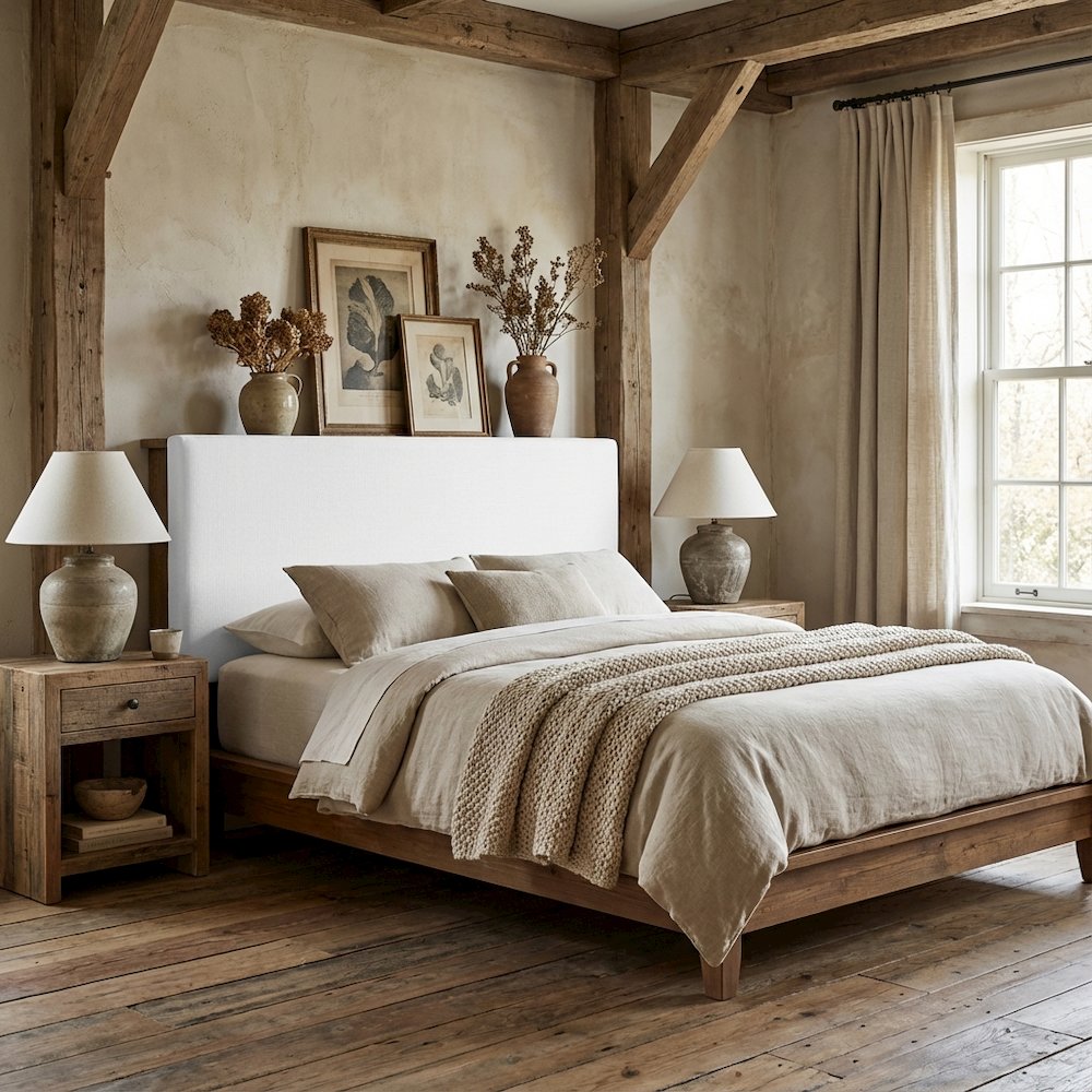 Upholstered Linen Fabric King and California King Headboard with Padded Design