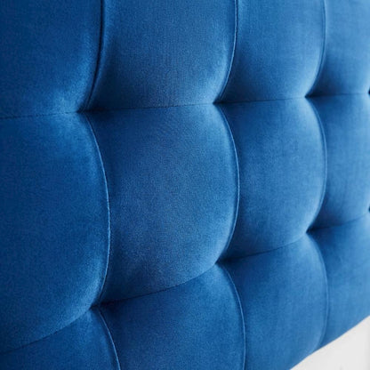 Blue Performance Velvet Headboard, Queen Tufted Design, Durable Upholstery