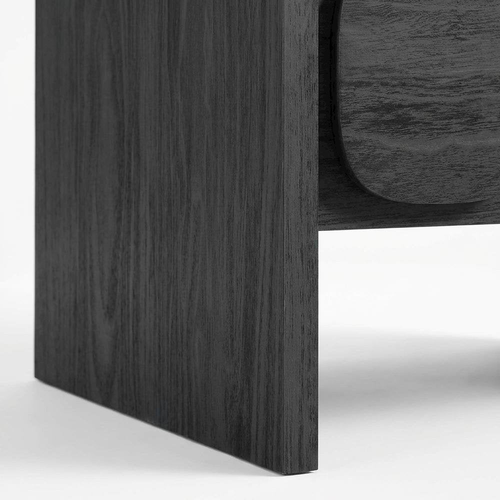 Black Wooden Nightstand with 2 Drawers and Modern Design
