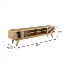 Brown wood entertainment center with spacious TV stand and sleek design