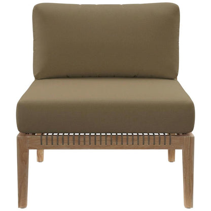 Teak Wood Outdoor Lounge Chair With Armless Design And Cushioned Seat