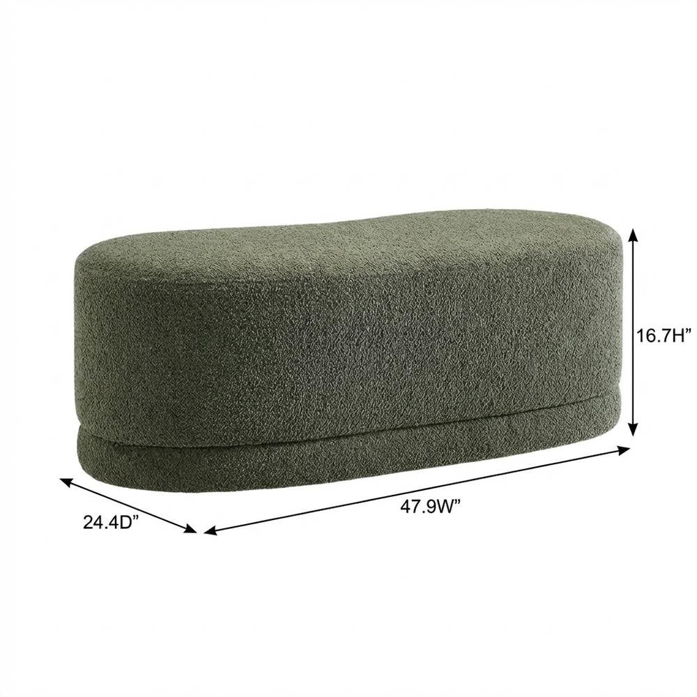 Outdoor Upholstered Ottoman Bench In Neutral Fabric For Patio Use