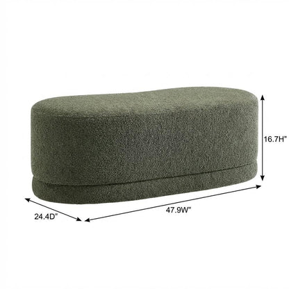 Outdoor Upholstered Ottoman Bench In Neutral Fabric For Patio Use
