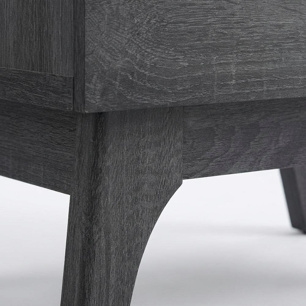 Nightstand in Gray Finish, Minimalist Design, Sturdy Base,, Versatile Storage