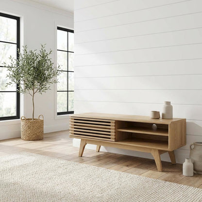 Wooden Brown TV Stand with 48-Inch Width and Sleek Design