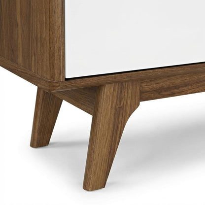 Wooden brown TV stand with 59-inch width and sleek design for modern living