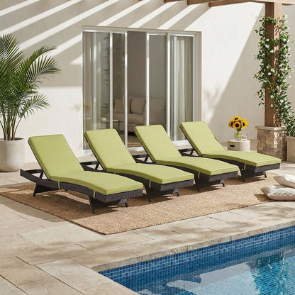 Outdoor Patio Chaise Set Of 4 With Comfortable Cushions And Stylish Design