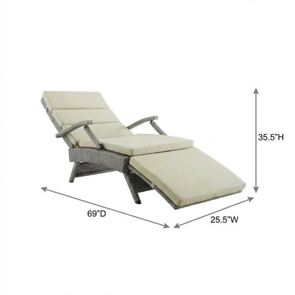 Outdoor Lounge Chair With Wicker Rattan Design And Armrest Support