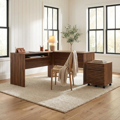 Wood Office Desk And File Cabinet Set With Modern Design And Durable Build