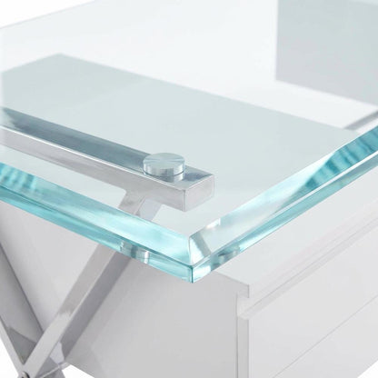 Contemporary 71-Inch Glass Top Office Desk With 4-Piece Set