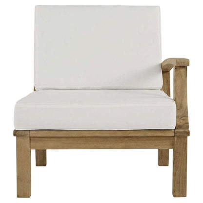 Outdoor Teak Right-Facing Sofa With Cushions And Durable Frame