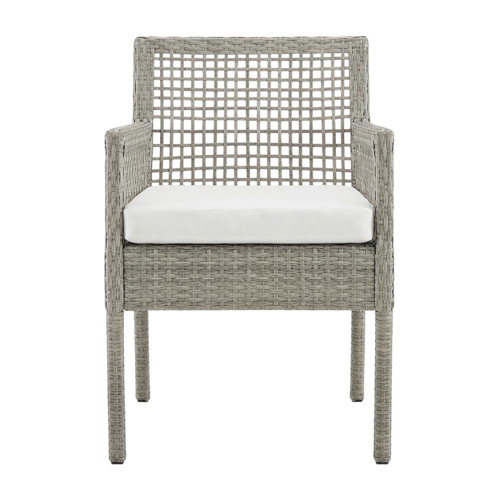 Outdoor Patio Wicker Rattan Dining Armchair Set Of 2, Cushioned Seat, Armrests