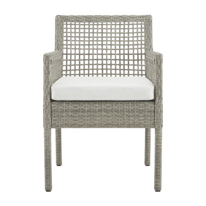 Outdoor Patio Wicker Rattan Dining Armchair Set Of 2, Cushioned Seat, Armrests