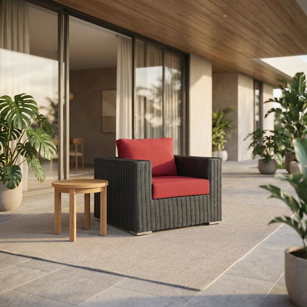 Outdoor Fabric Patio Armchair with Cushions and Sturdy Frame for Outdoor Seating