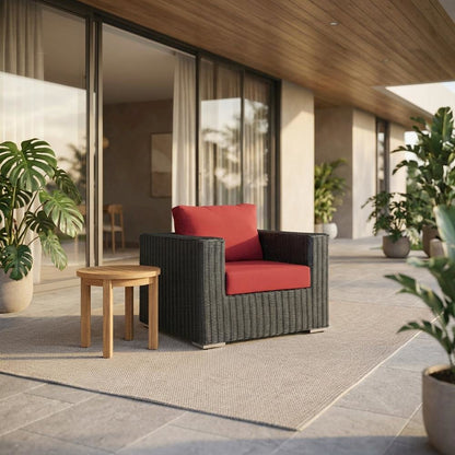 Outdoor Fabric Patio Armchair with Cushions and Sturdy Frame for Outdoor Seating