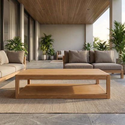Teak Wood Outdoor Coffee Table With Sturdy Construction And Elegant Design