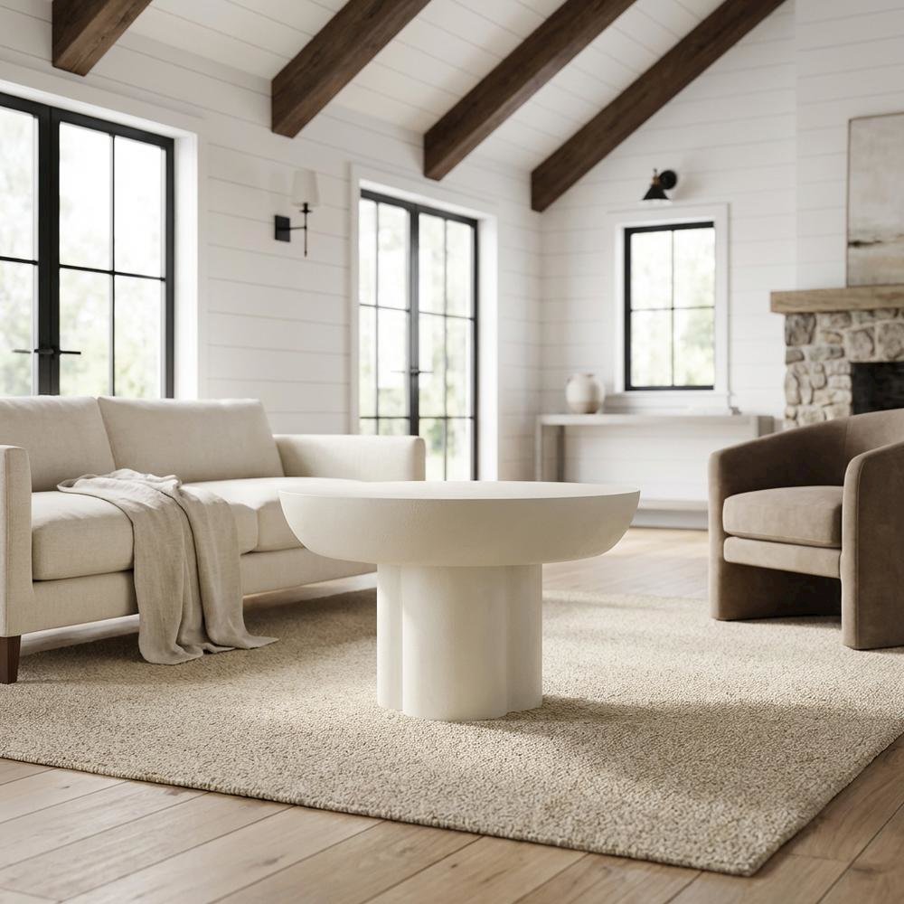 Concrete Coffee Table with Durable Round Top and Modern Design