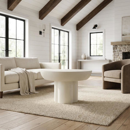 Concrete Coffee Table with Durable Round Top and Modern Design