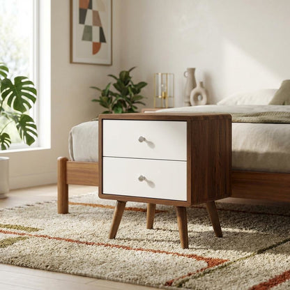 Nightstand with 2 Drawers and Compact Design