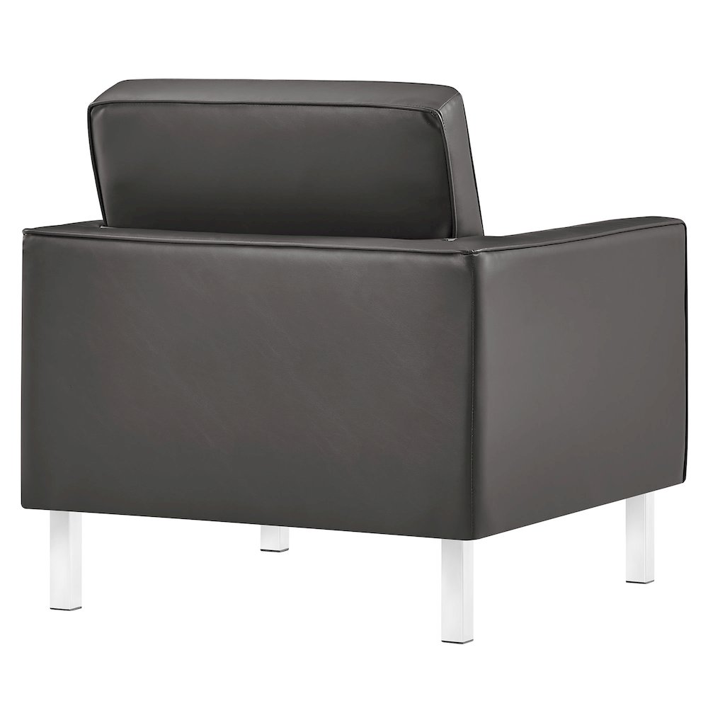 Loft Tufted Vegan Leather Armchair and Ottoman Set