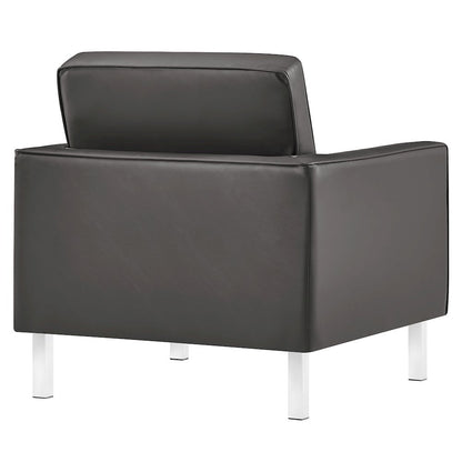 Loft Tufted Vegan Leather Armchair and Ottoman Set