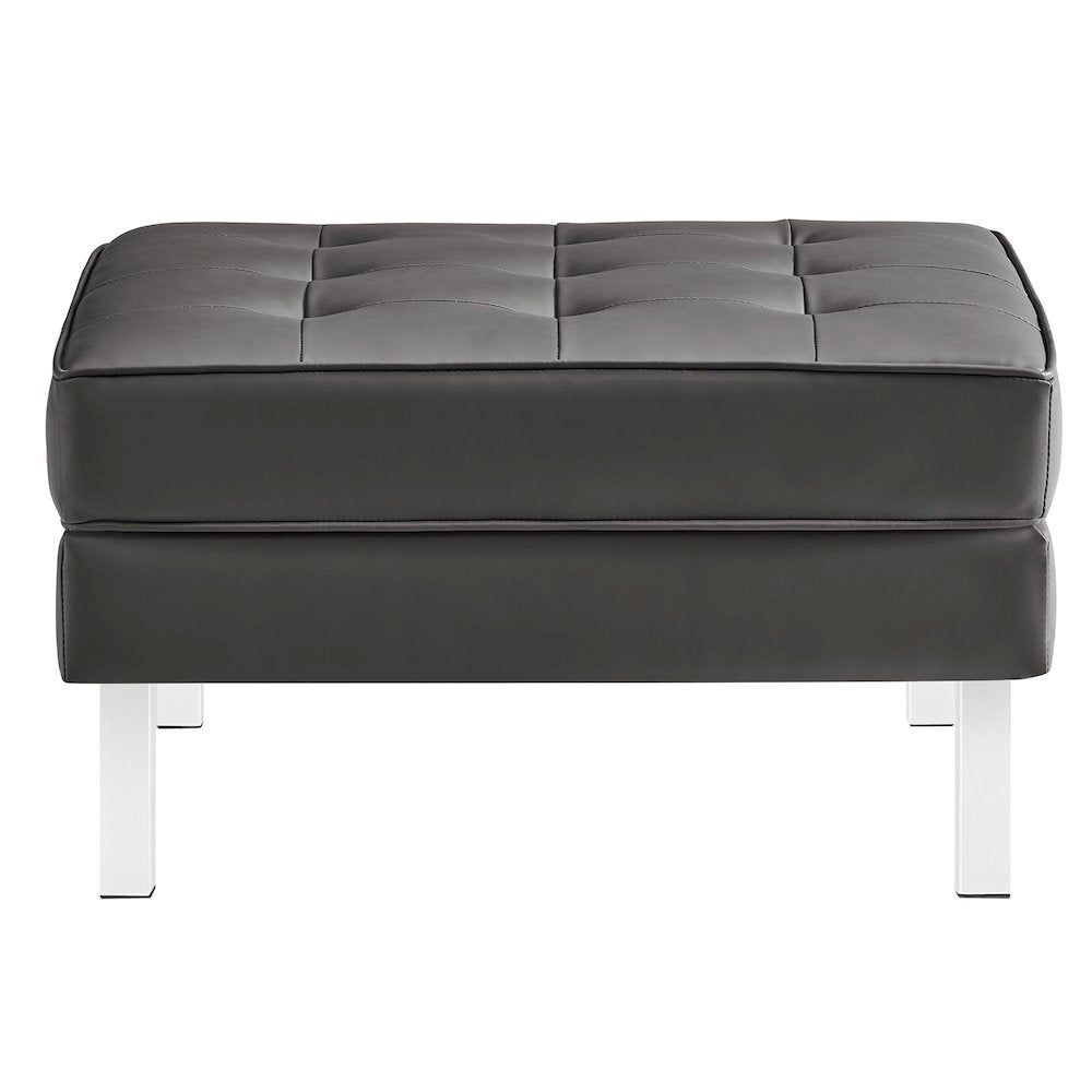 Loft Tufted Vegan Leather Armchair and Ottoman Set