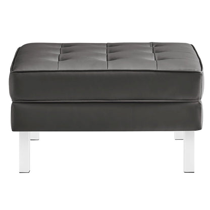 Loft Tufted Vegan Leather Armchair and Ottoman Set