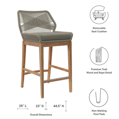 Wellspring 3-Piece Outdoor Patio Teak Wood Bar Set