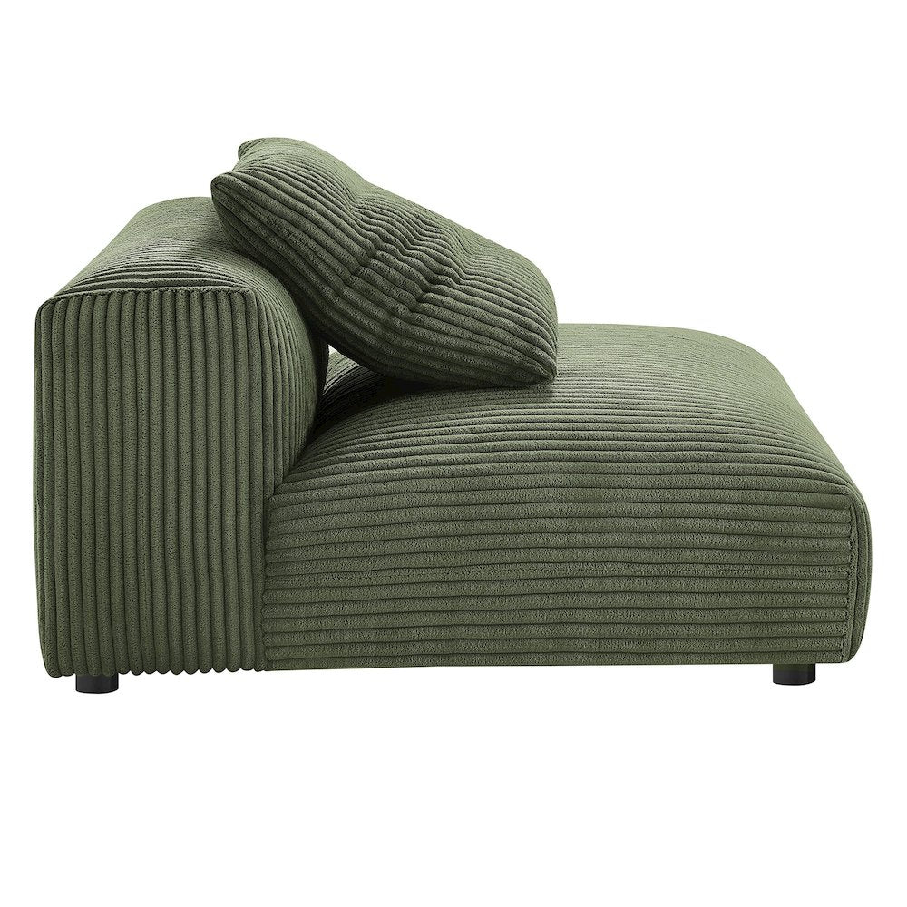 Solace Modular Corduroy Upholstered Armless Chair and Ottoman Set