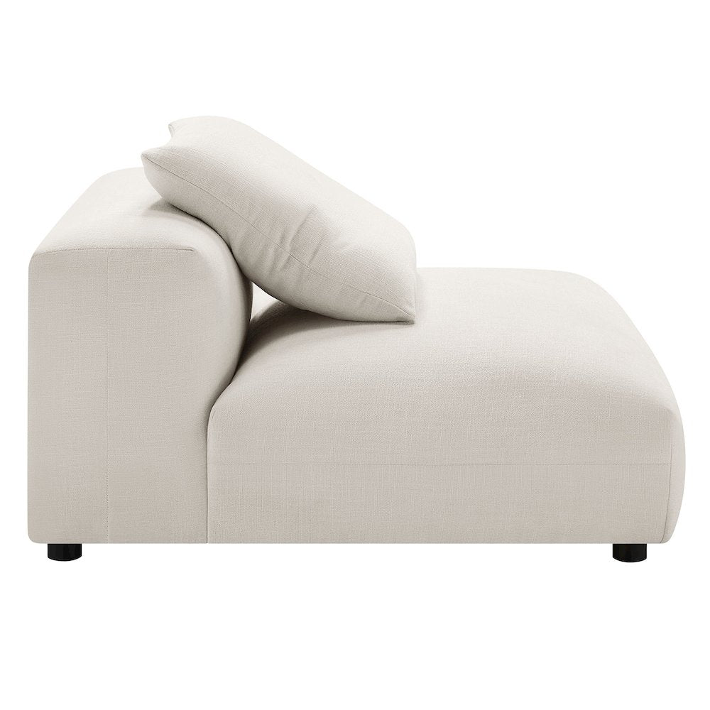 Solace Modular Upholstered Fabric Armless Chair and Ottoman Set