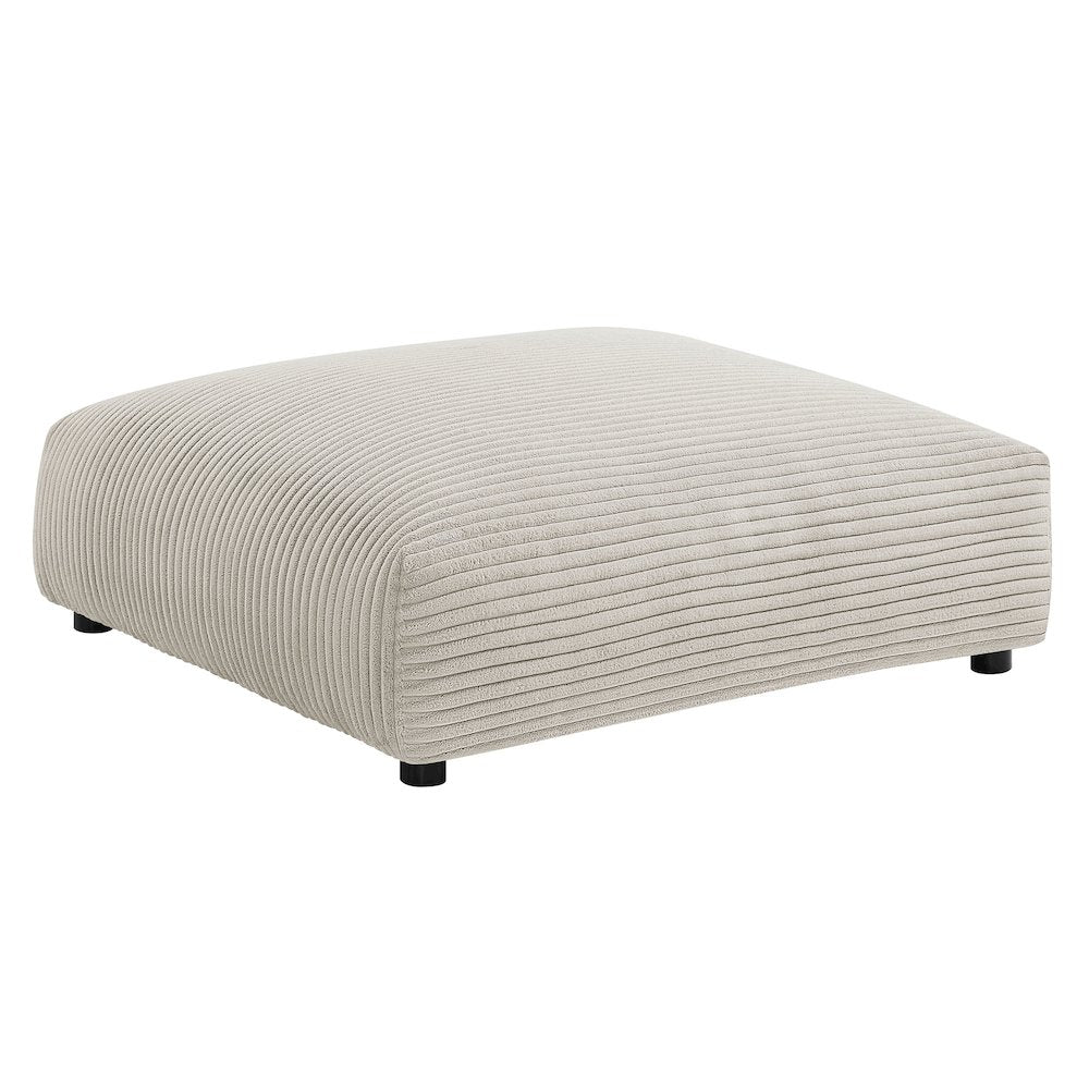Solace Modular Corduroy Upholstered Armless Chair and Ottoman Set