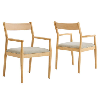 Solara 7-Piece Wood Dining Set with Fabric Upholstered Armchairs