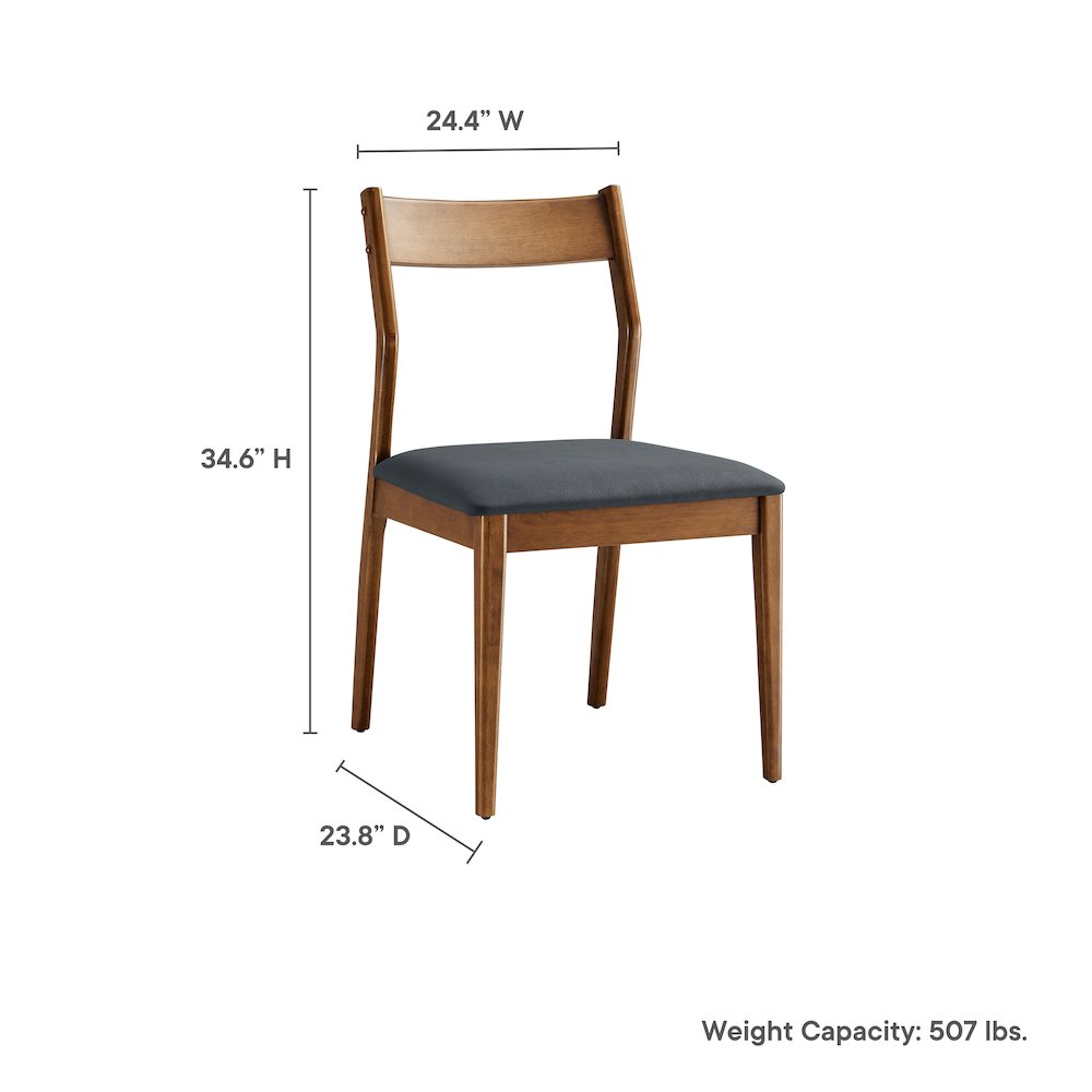 Solara 7-Piece Wood Dining Set with Vegan Leather Side Chairs